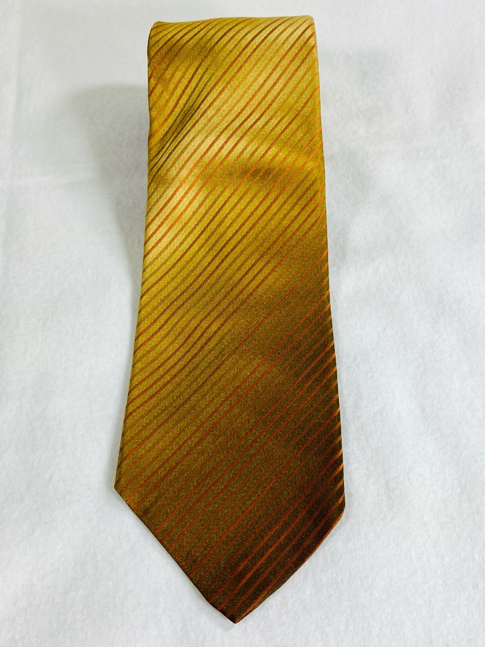 Monsieur Bernard Vintage All Silk Weighted To 50% Gold Red Regimental Stripe Tie